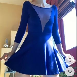 BNWOT Y2K American Apparel Royal Blue Ponte Skater Dress Size Small